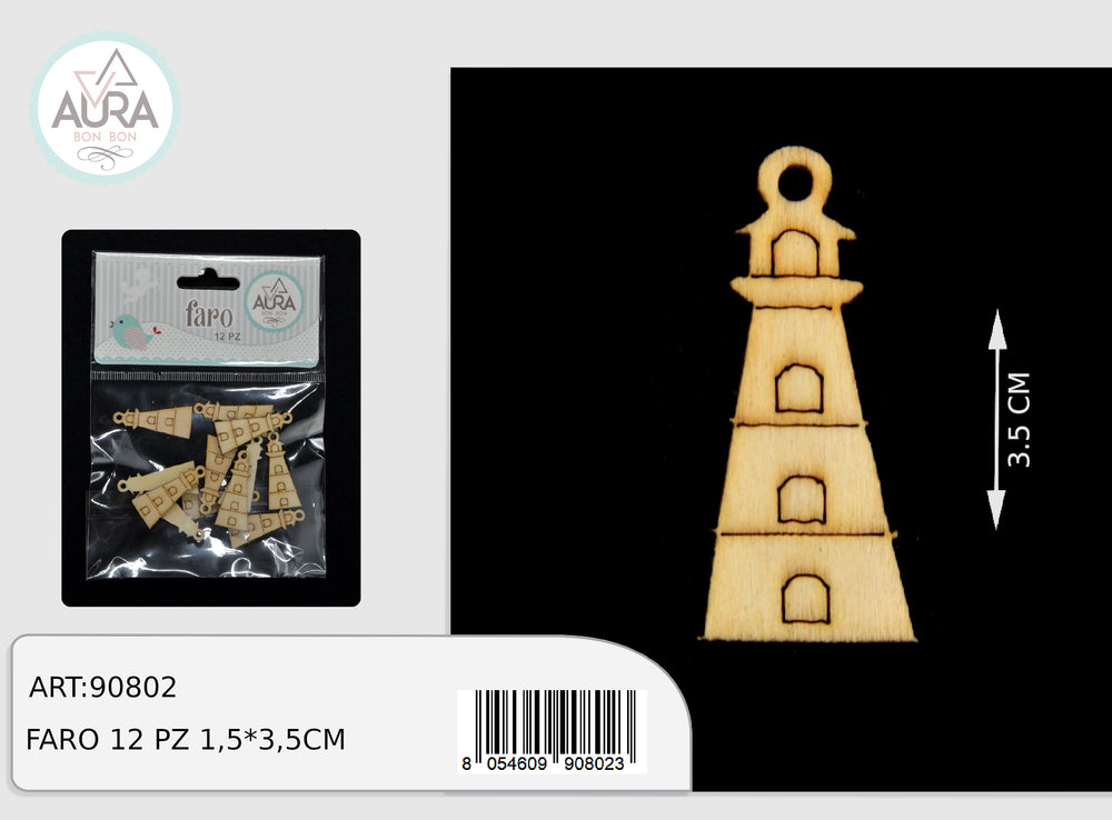 Decorazione in legno faro – Aura, 12 pz