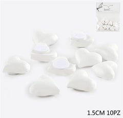 White wooden heart with adhesive 1.5cm 10pcs