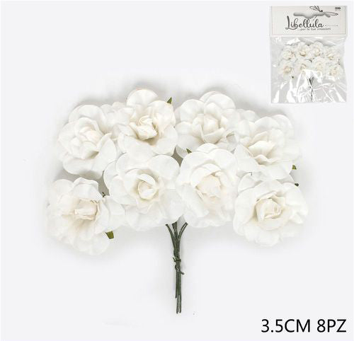 8pcs 3.5cm White Artificial Flowers