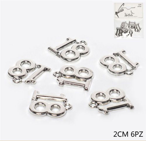 18K silver-colored metal pendant 3cm 6pcs