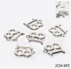 18K silver-colored metal pendant 3cm 6pcs