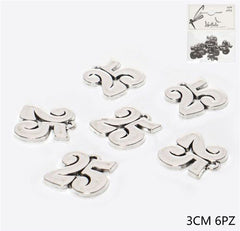 25 silver-colored metal pendant 3cm 6pcs