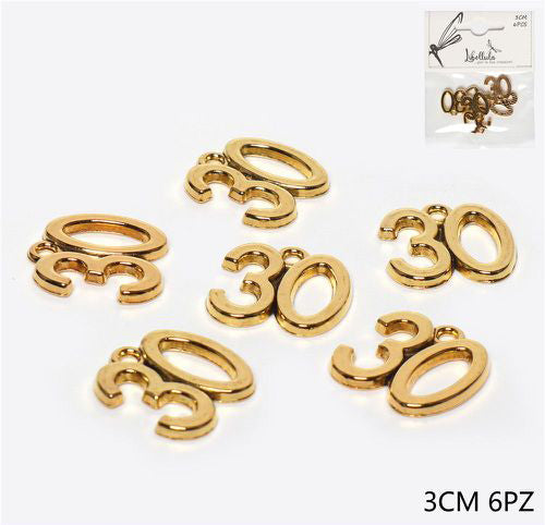 30 Gold-Colored Metal Pendant 3cm 6pcs