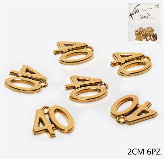 40 Gold-Colored Metal Pendant 2cm 6pcs
