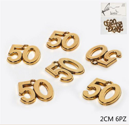 50 Gold-Colored Metal Pendant 2cm 6pcs