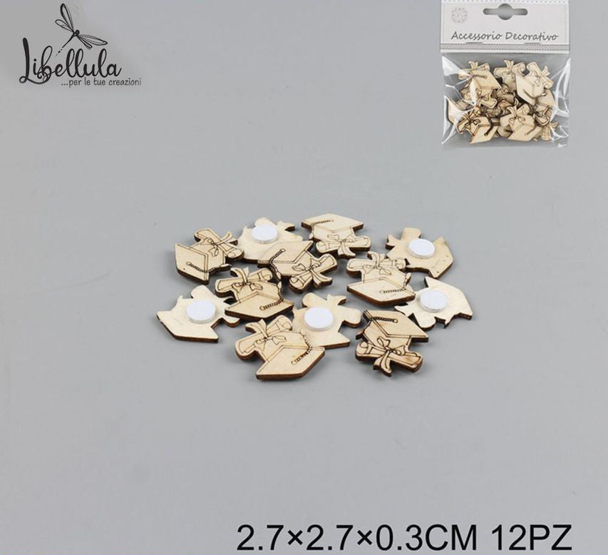 Wooden Tags with Adhesive for Graduation 3cm 12pcs
