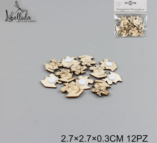 Tag in legno con adesivo per Laurea 3cm 12pz