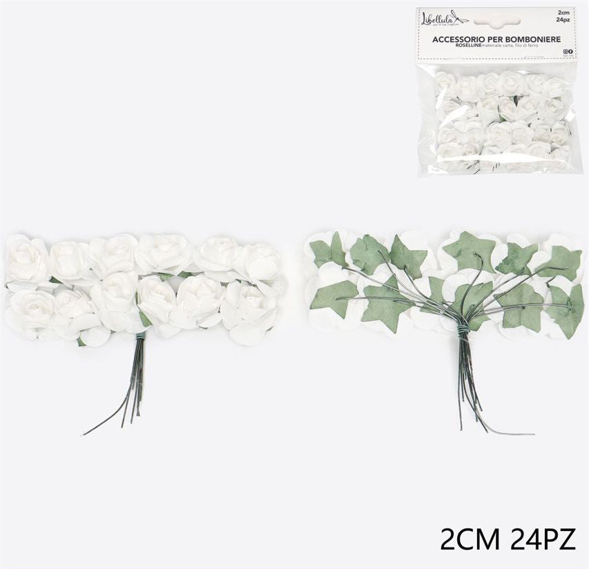 24pcs 2cm white fake roses