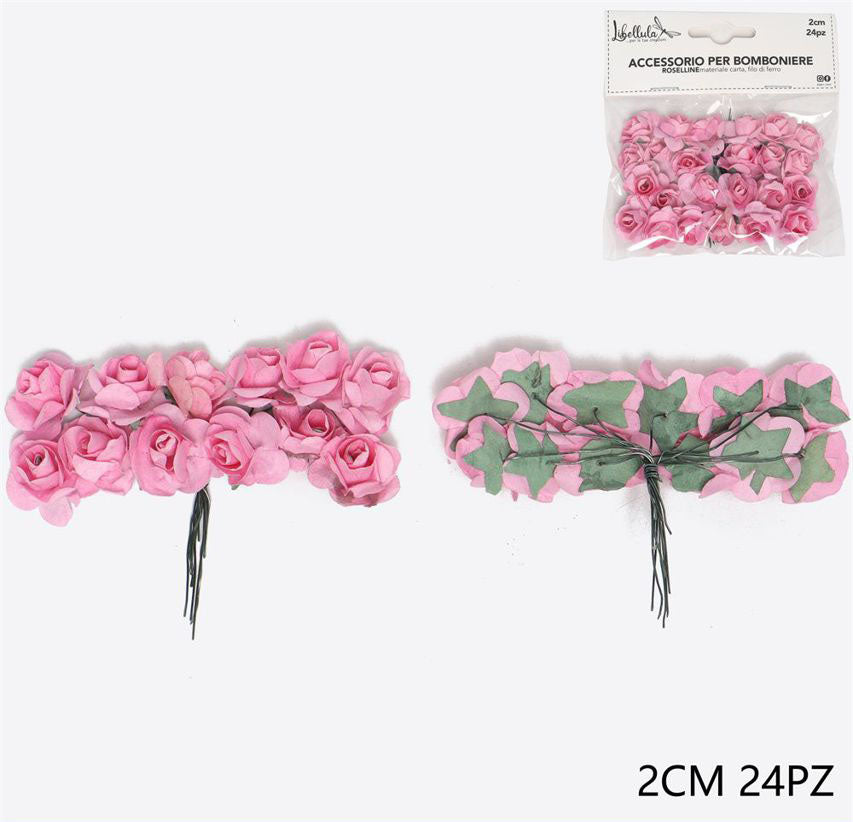 24pcs 2cm pink fake roses
