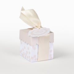 Box with sand lid and sand polka dot tray base 5x5x5.5cm