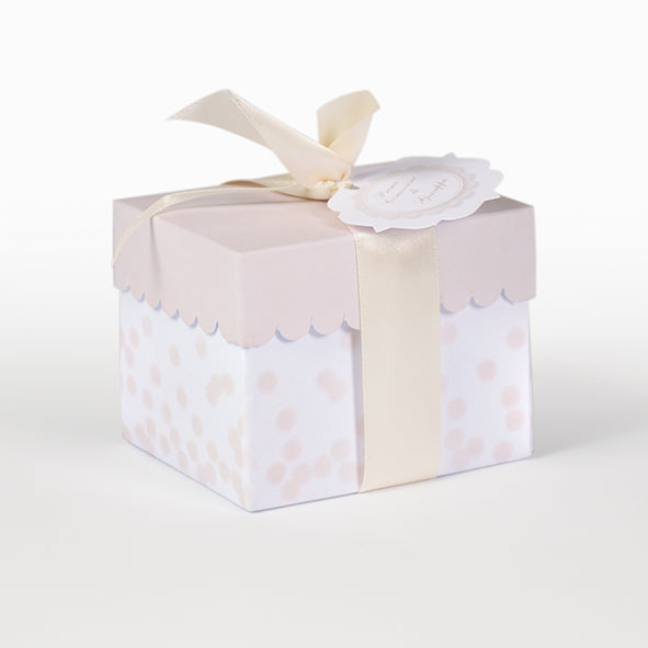 Sand rectangular box with polka dot base + pre-cut stickers 9x7x7cm