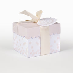 Sand rectangular box with polka dot base + pre-cut stickers 9x7x7cm