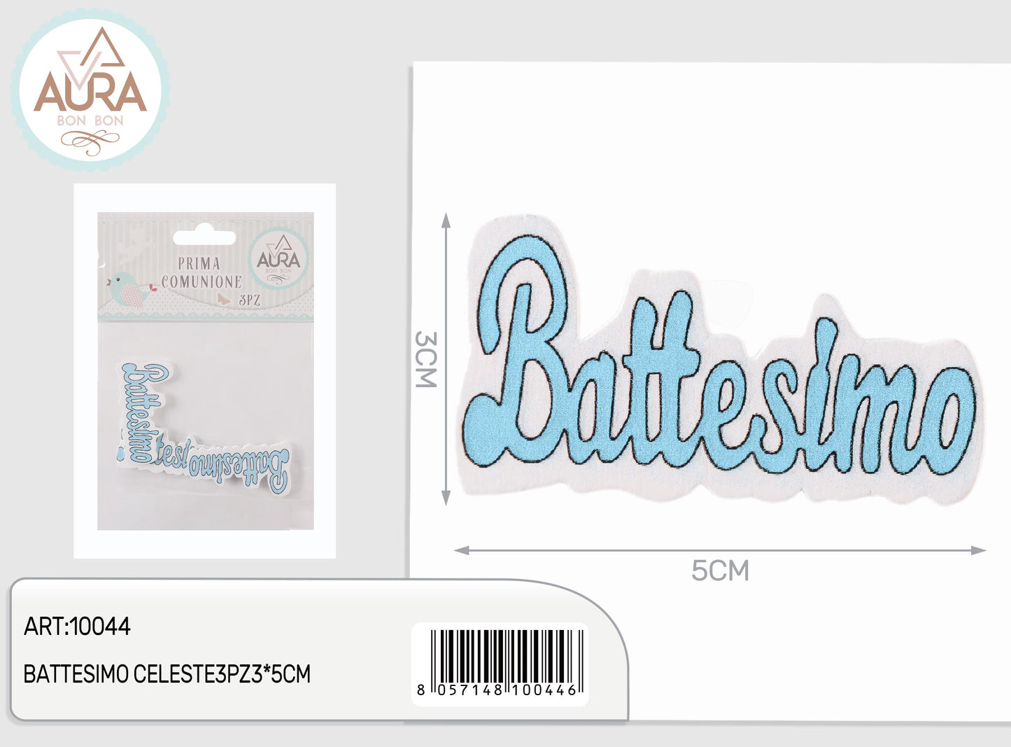 tag battesimo celeste 3pz 3x5cm