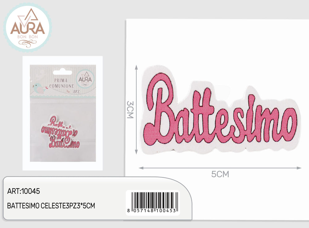 pink baptism tag 3pcs 3x5cm