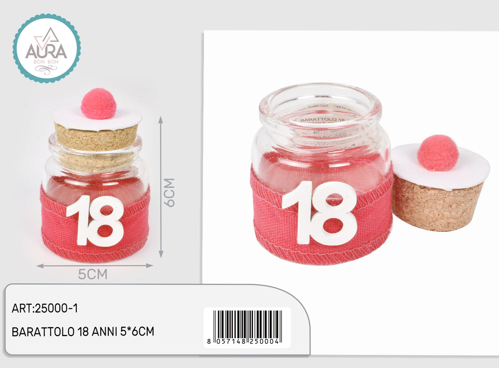 Barattolo 18 anni 4,7x5cm rosa