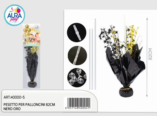 pesetto per palloncino h82cm nero.oro