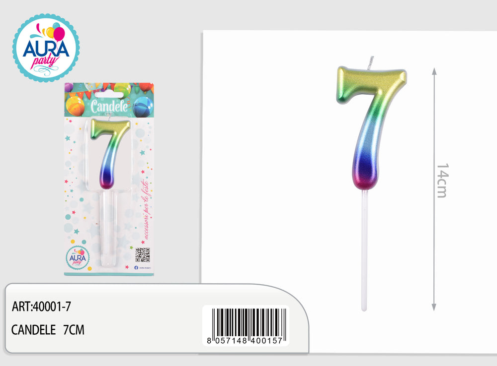 candela compleanno n.7 multicolore
