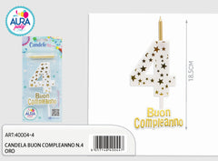 birthday candle no. 4 gold