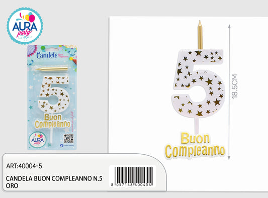 candela compleanno n.5 oro