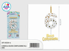birthday candle no. 6 gold