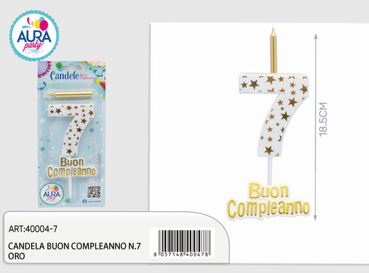 candela compleanno n.7 oro
