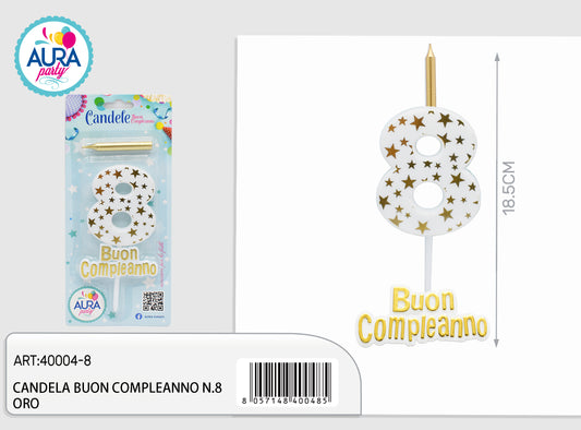 candela compleanno n.8 oro