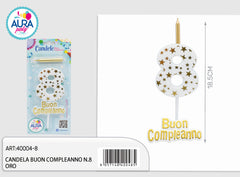 gold birthday candle no. 8