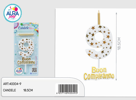 candela compleanno n.9 oro