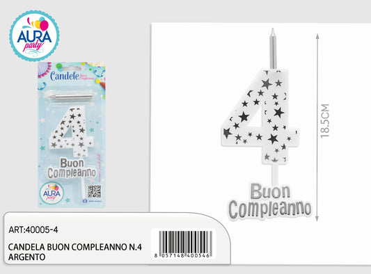candela compleanno n.4 argento
