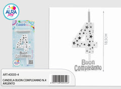 silver birthday candle no. 4