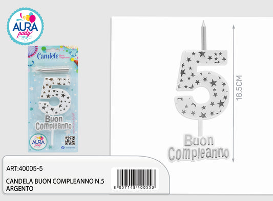 candela compleanno n.5 argento