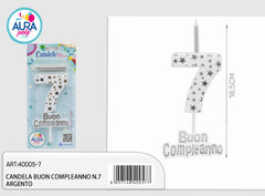 silver birthday candle no. 7