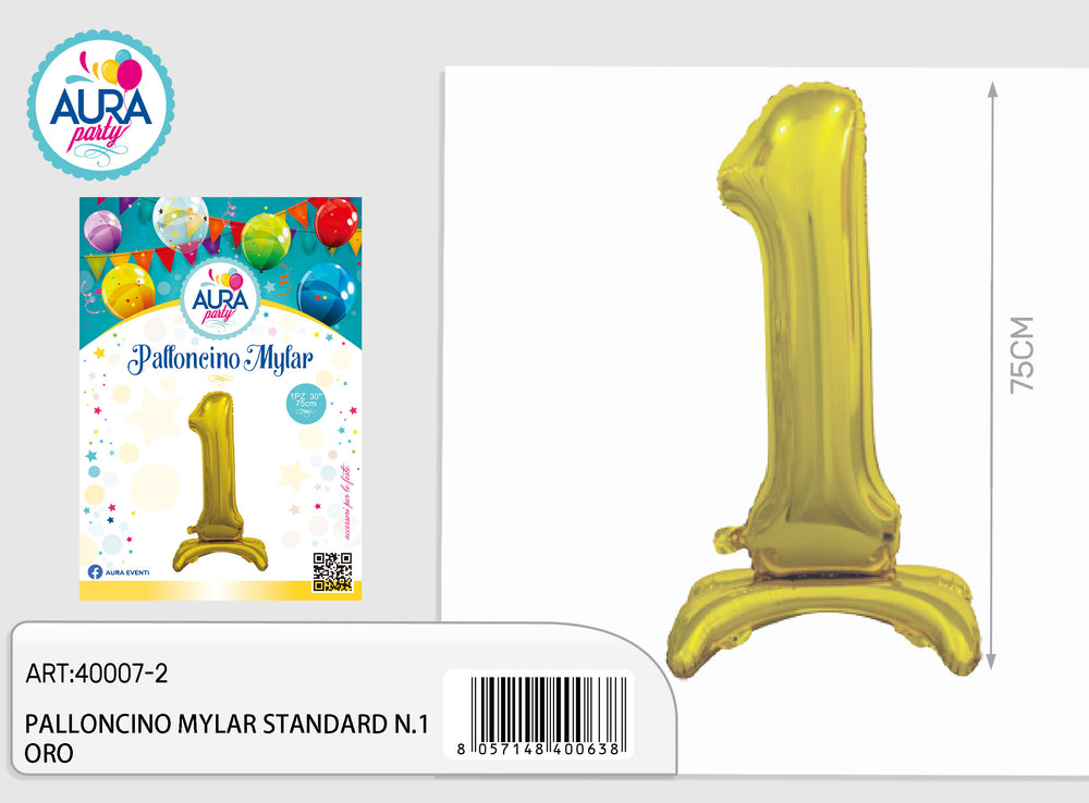 Palloncino in foil con base 1 oro