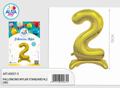 Foil balloon with gold number 2 base