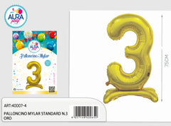 3 Gold foil balloon with base