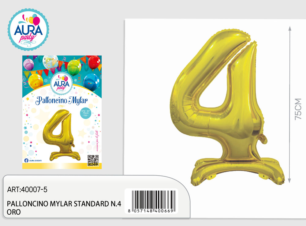 Palloncino in foil con base 4 oro