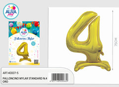 4 Gold foil balloon with base