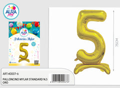 Foil balloon with gold number 5 base