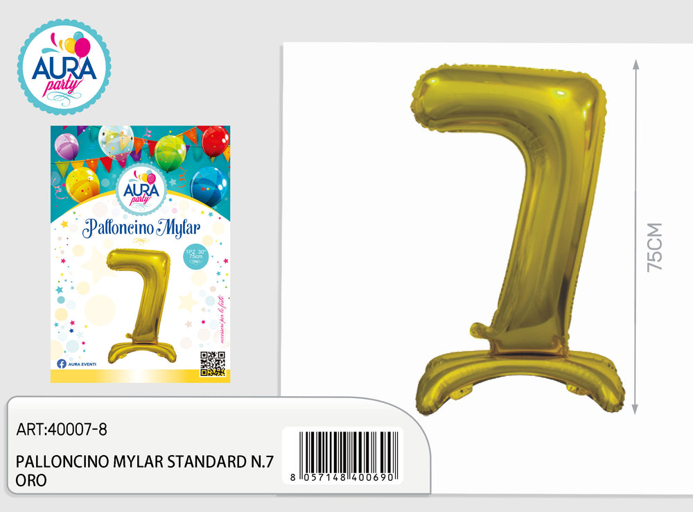 Palloncino in foil con base 7 oro