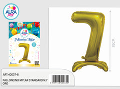7 gold foil balloon with base