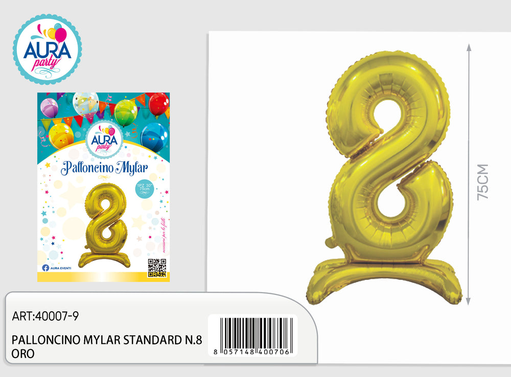 Palloncino in foil con base 8 oro