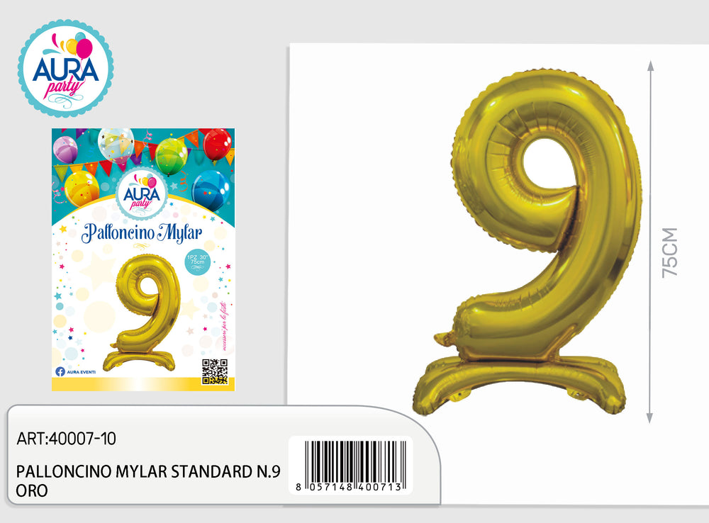 Palloncino in foil con base 9 oro
