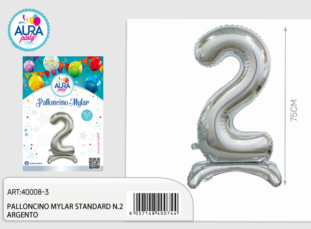 standard mylar balloons n.2 silver