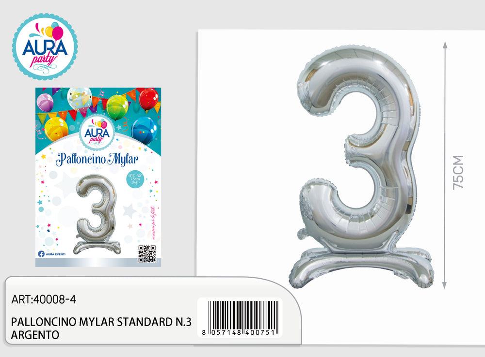 standard mylar balloons n.3 silver