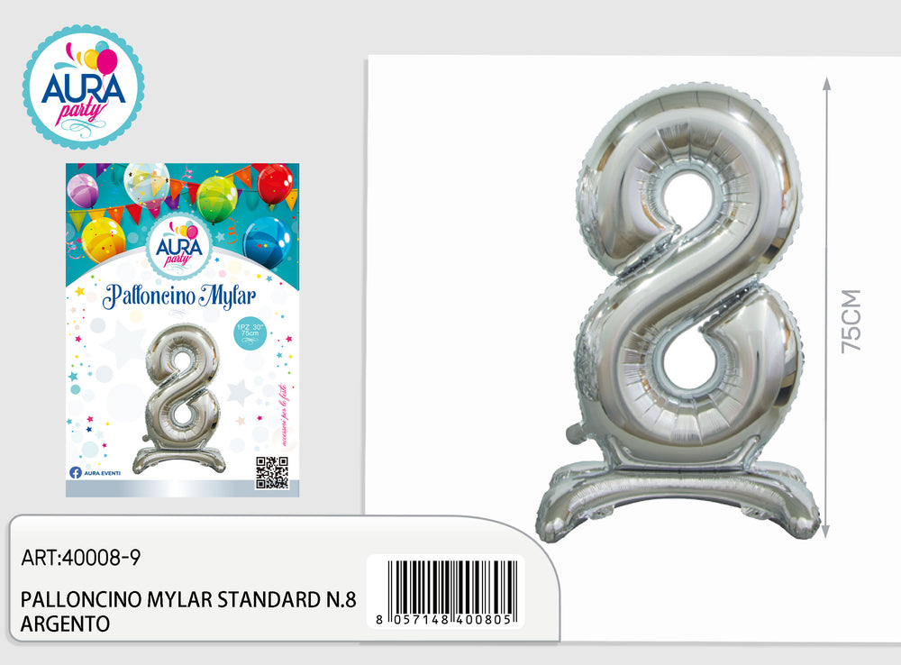 standard mylar balloons n.8 silver