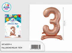 3 standard pink gold mylar balloons
