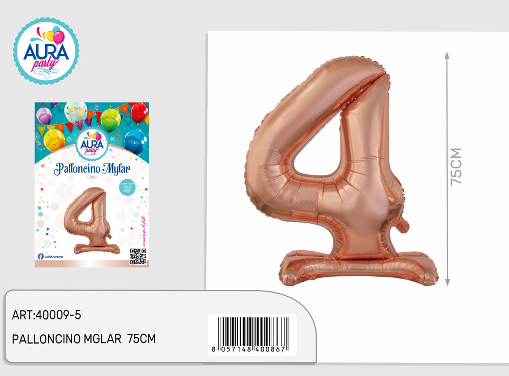 4 standard pink gold mylar balloons