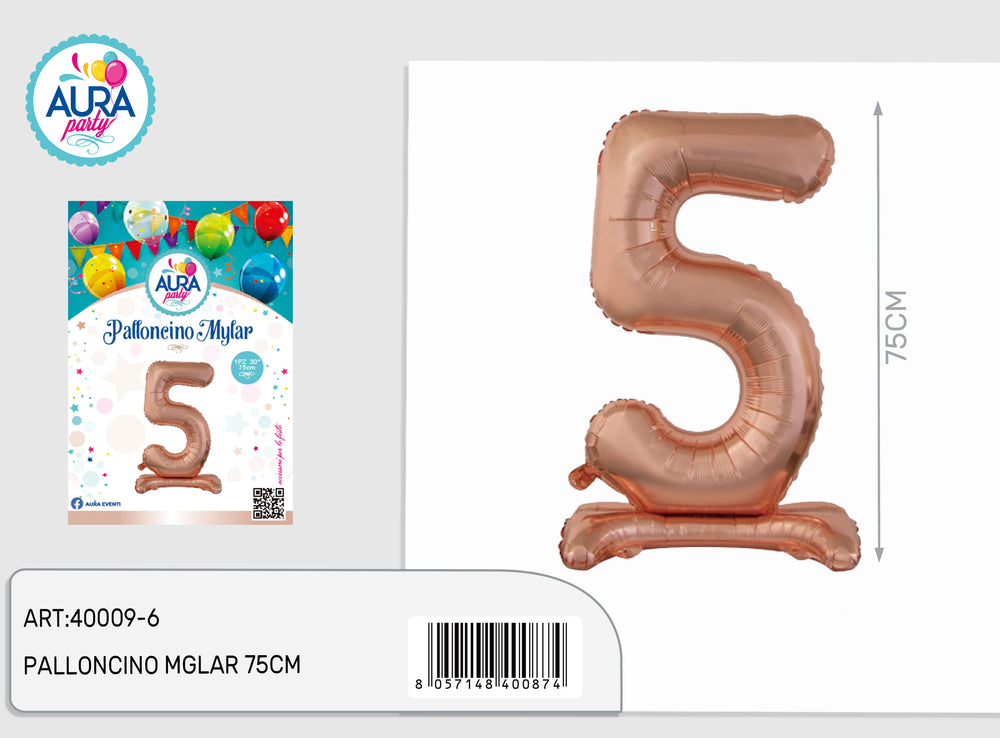 5 standard pink gold mylar balloons