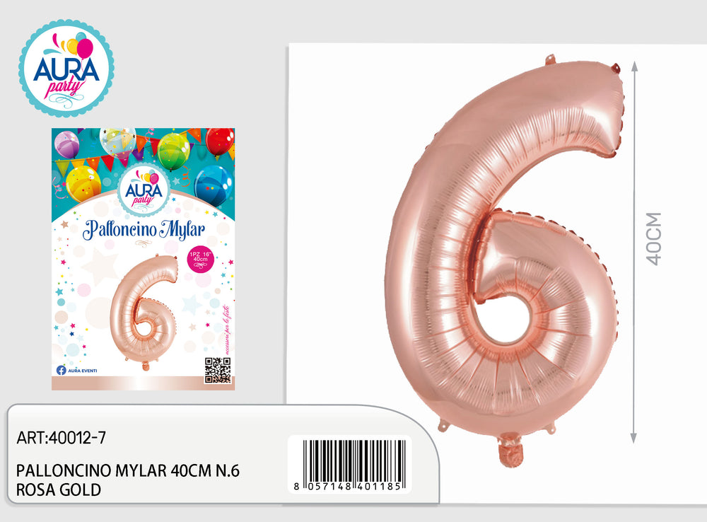 Palloncino mylar 18inch n.6 rosa gold