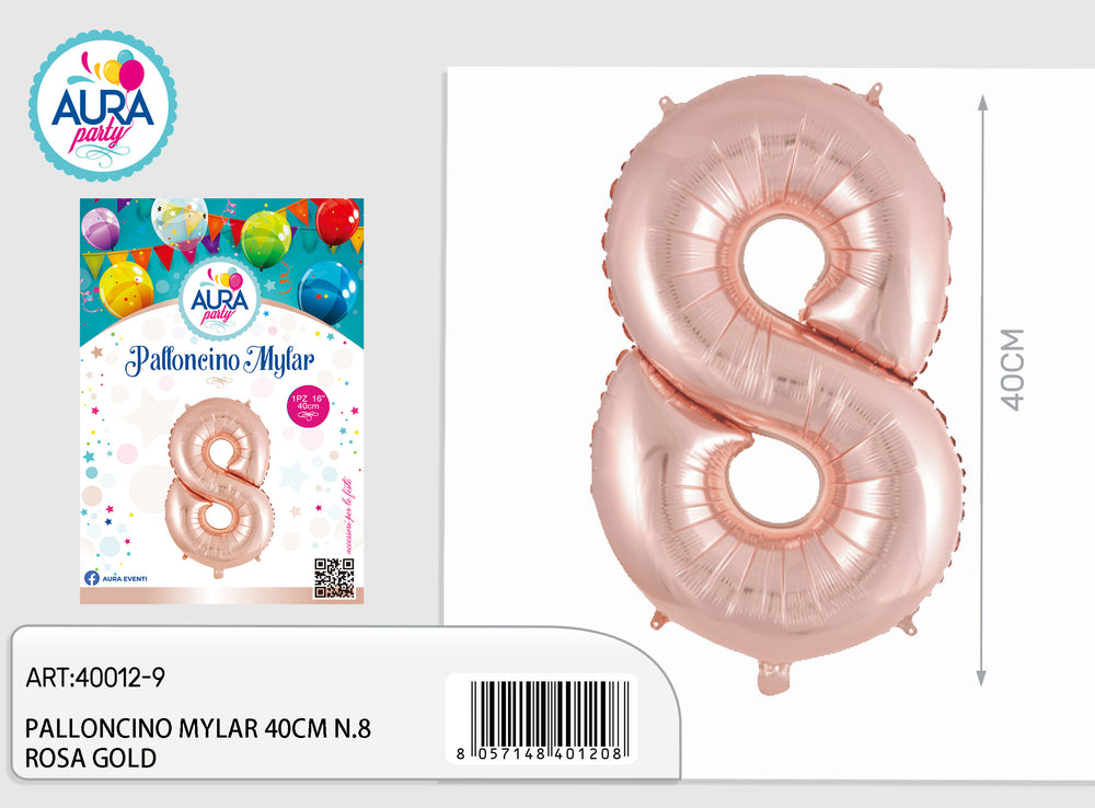 18-inch Mylar Balloon n.8 Rose Gold